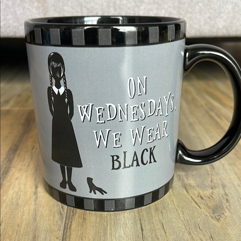 Black and Gray Mug with Wednesday Design